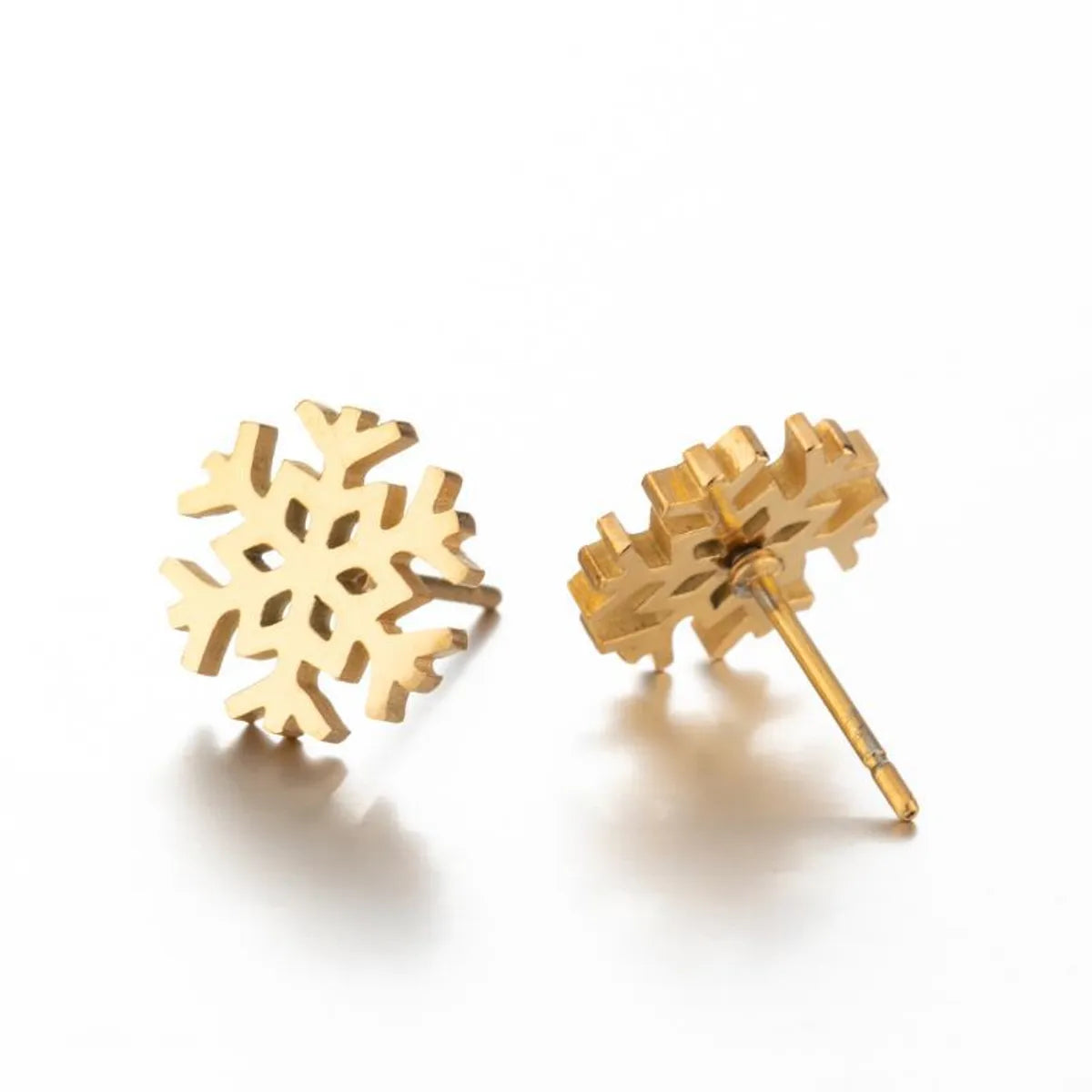 Fashion Snowflake Stainless Steel Plating Ear Studs 1 Pair