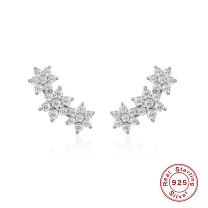 Fashion Snowflake Sterling Silver Inlay Zircon Ear Studs 1 Pair