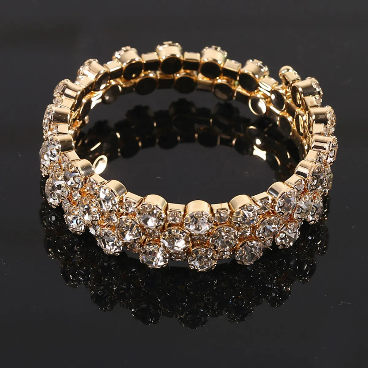 Fashion Solid Color Alloy Plating Inlay Rhinestones Women'S Bangle 1 Piece