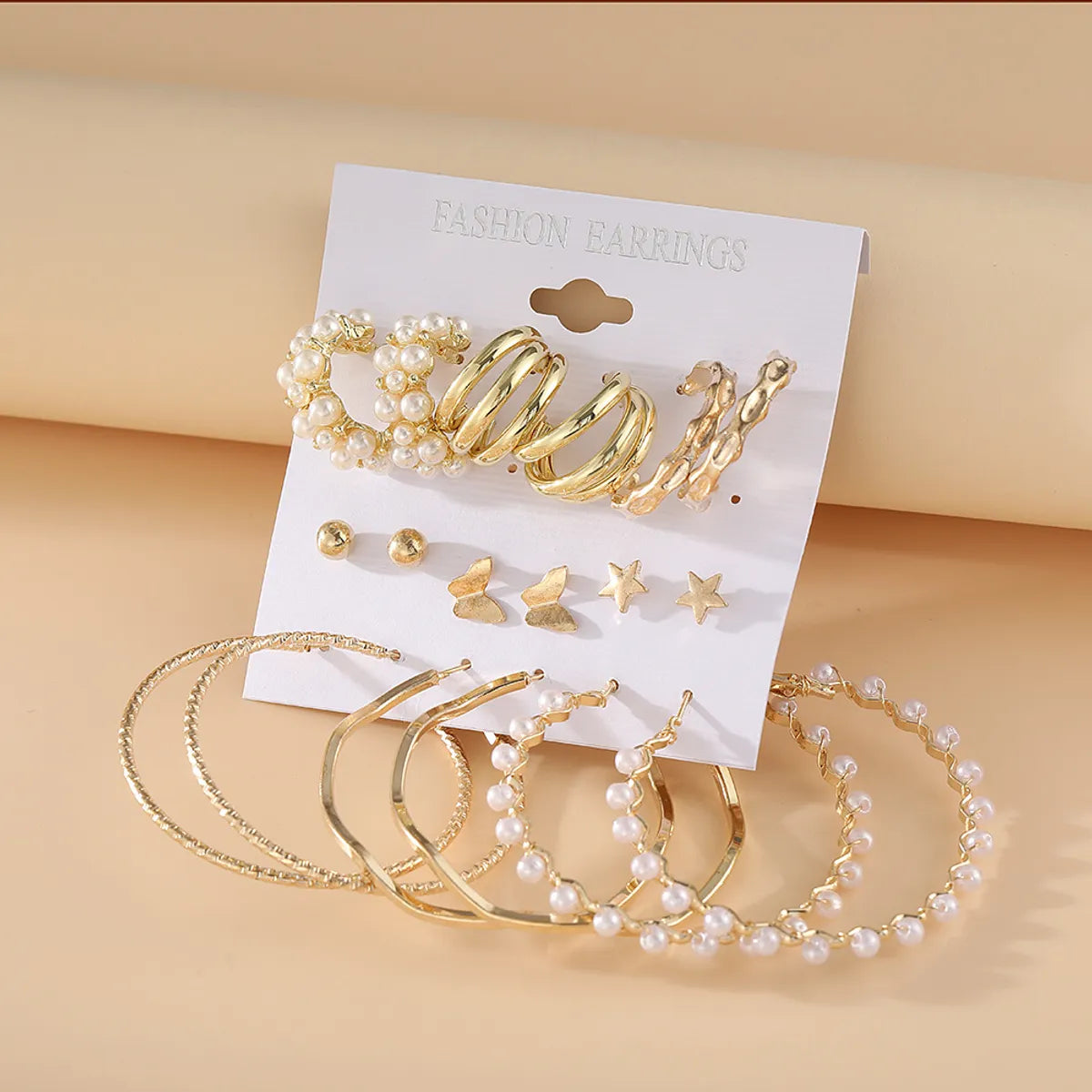 Fashion Solid Color Alloy Plating Pearl Earrings Ear Studs 1 Set