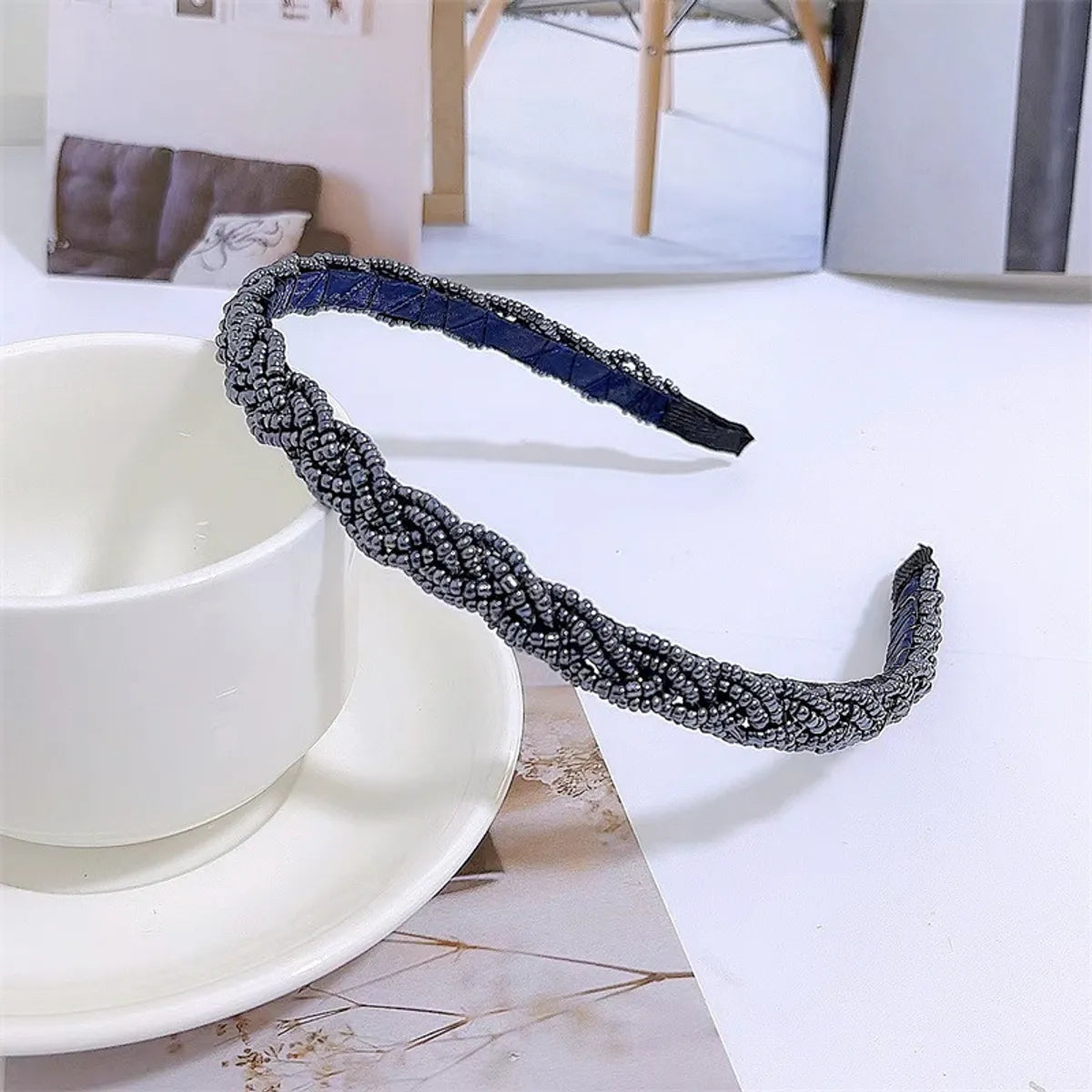 Fashion Solid Color Artificial Pearl Beaded Hair Band