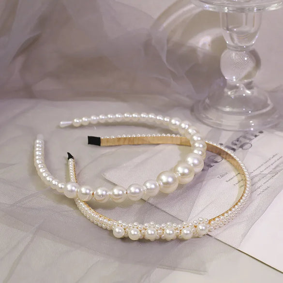 Fashion Solid Color Artificial Pearl Hair Band 1 Piece