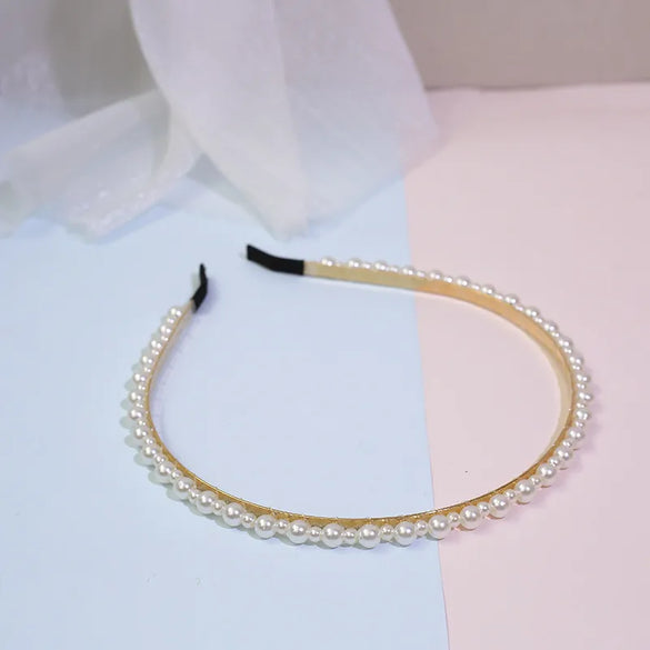 Fashion Solid Color Artificial Pearl Hair Band 1 Piece