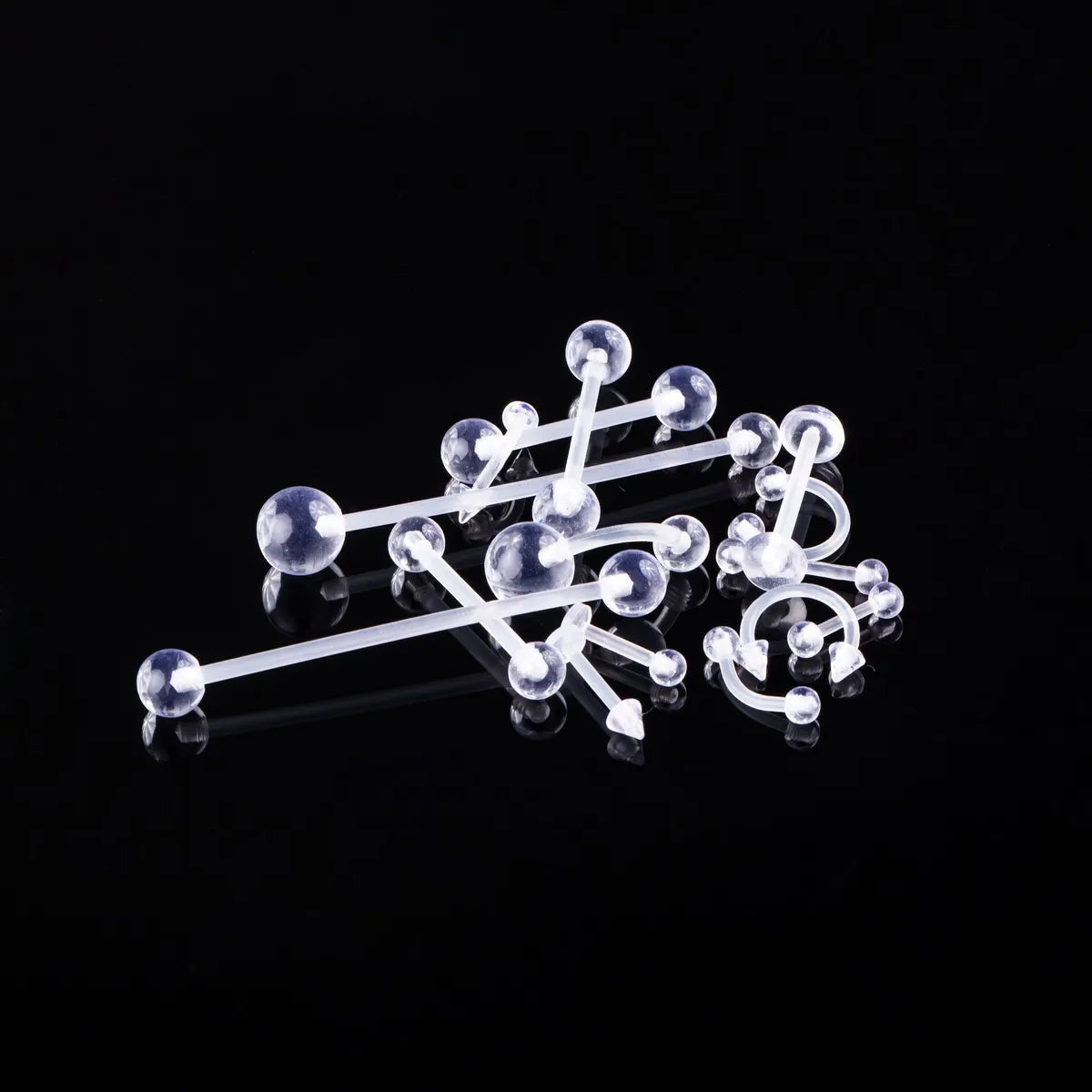 Fashion Solid Color Arylic Belly Ring Tongue Nail 15 Pieces