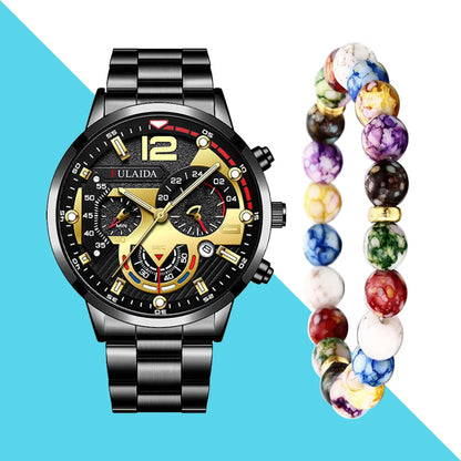 Fashion Solid Color Butterfly Double Snap Quartz Men'S Watches