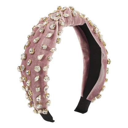 Fashion Solid Color Cloth Inlay Artificial Gemstones Hair Band 1 Piece