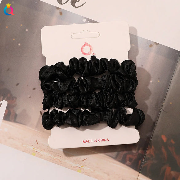 Fashion Solid Color Cloth Pleated Hair Tie 4 Pieces