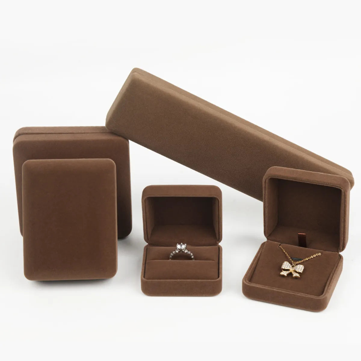 Fashion Solid Color Flannel Jewelry Boxes