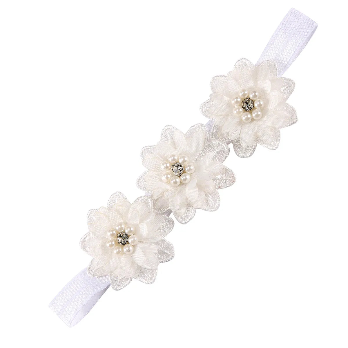 Fashion Solid Color Flower Cloth Pearl Lace Hair Band 1 Piece