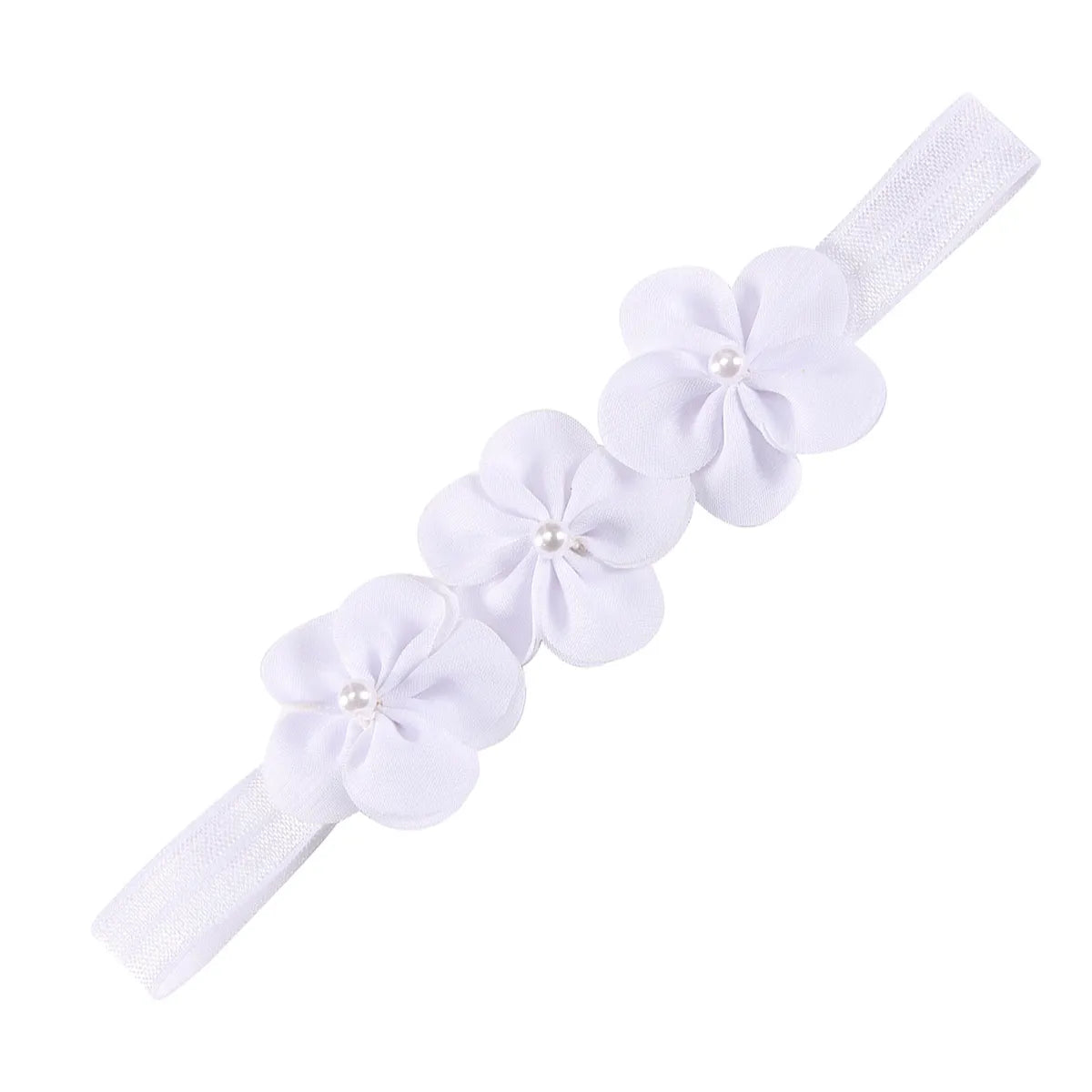 Fashion Solid Color Flower Cloth Pearl Lace Hair Band 1 Piece