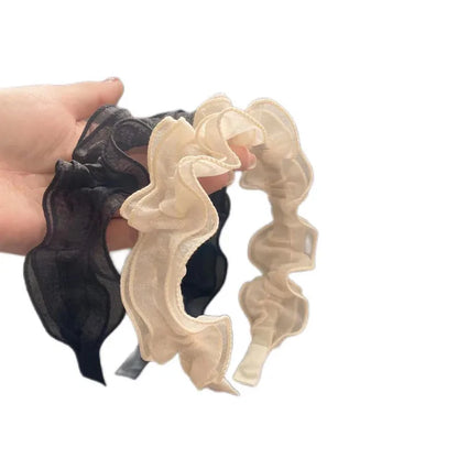 Fashion Solid Color Gauze Pleated Hair Band 1 Piece