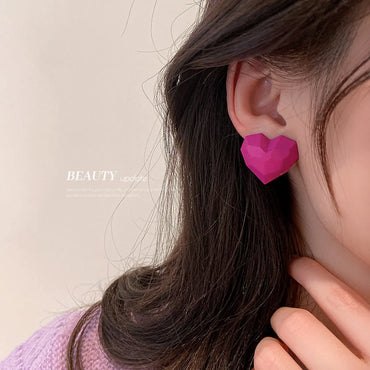 Fashion Solid Color Heart-shaped Alloy Earrings Wholesale