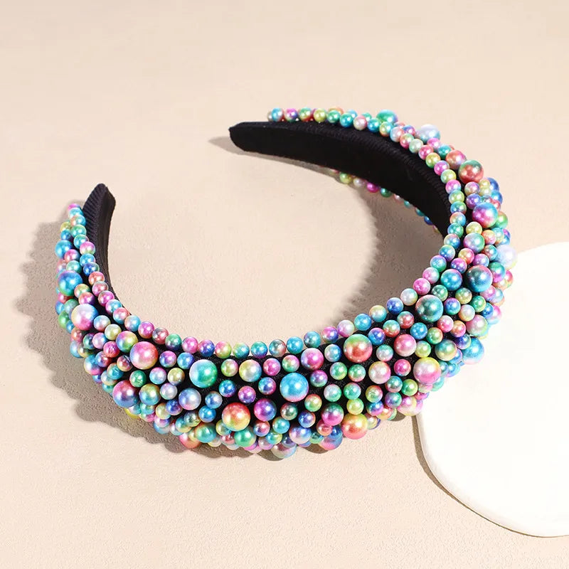 Fashion Solid Color Imitation Pearl Inlay Pearl Hair Band 1 Piece