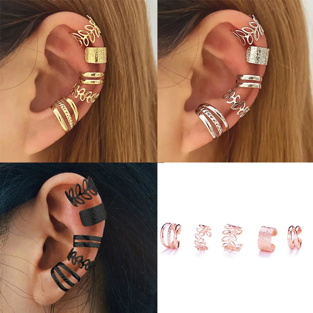 Fashion Solid Color Plating Iron Ear Clips