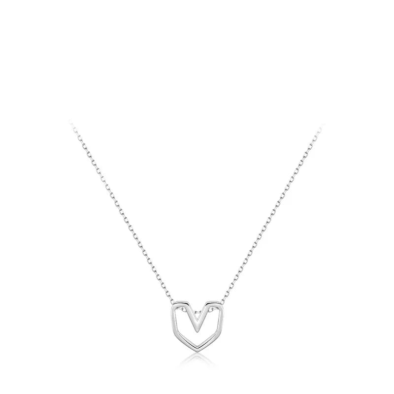 Fashion Solid Color Irregular Heart Shaped Pendant S925 Silver Necklace Wholesale