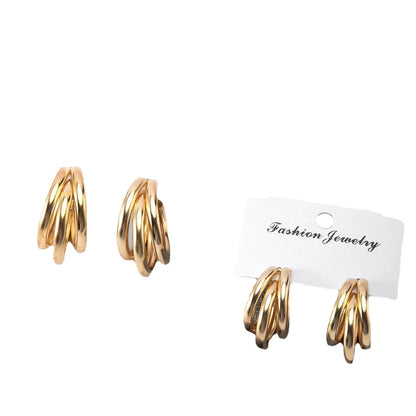 Fashion Solid Color Metal Plating Hollow Out Women's Ear Studs 1 Pair