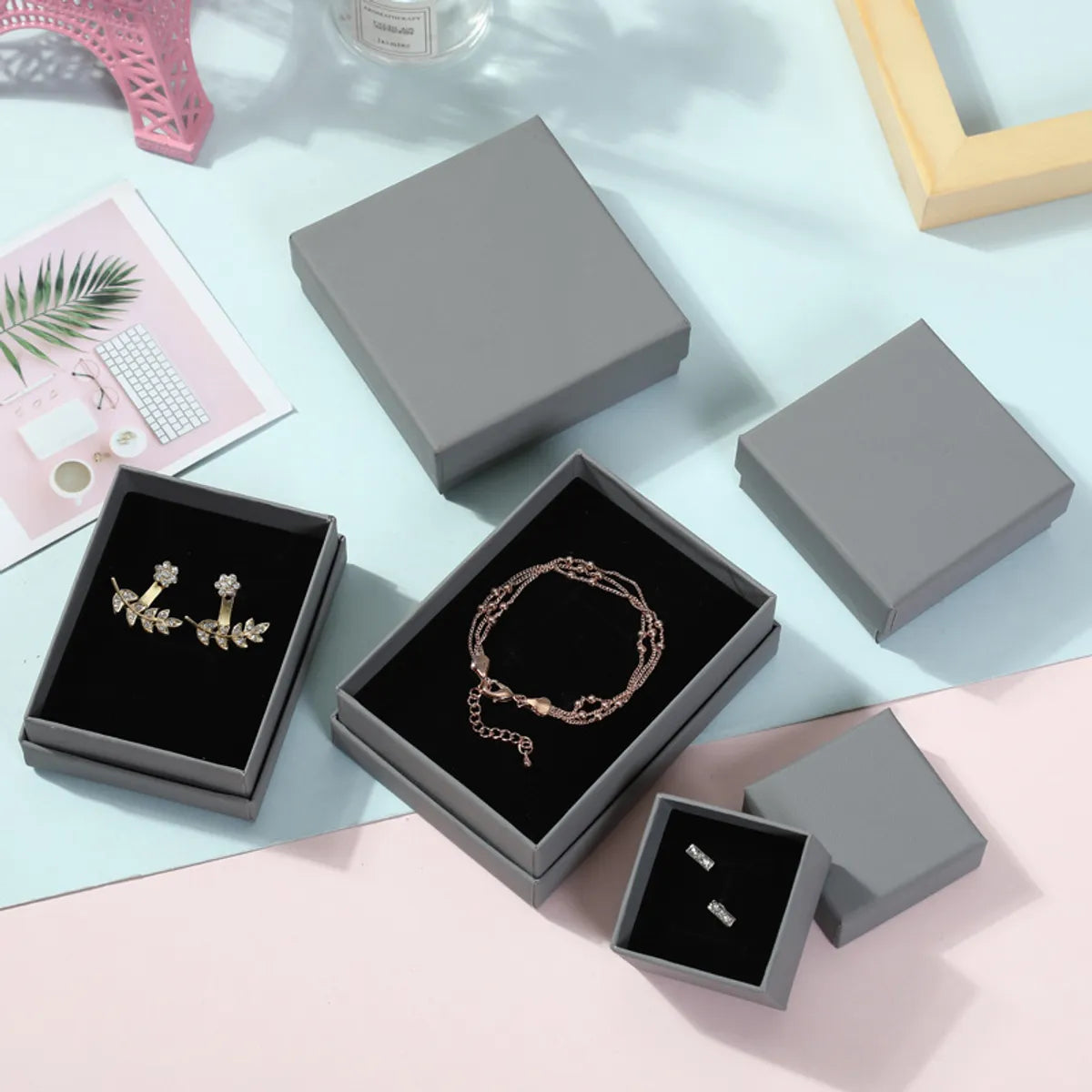 Fashion Solid Color Paper Jewelry Boxes 1 Piece