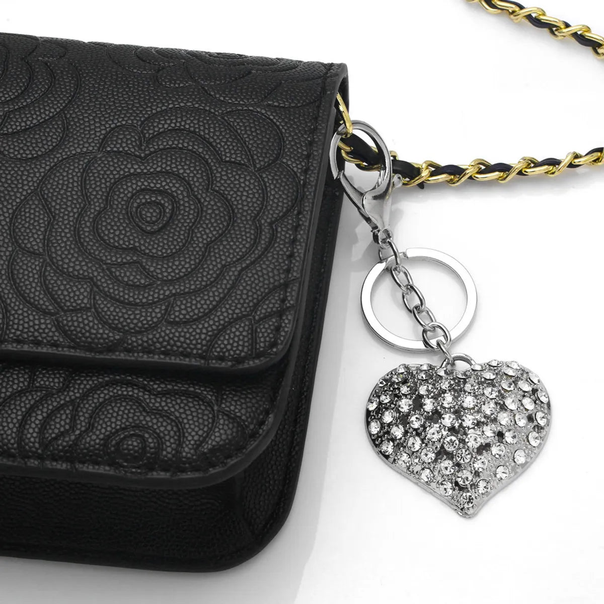 Fashion Heart Shape Alloy Diamond Rhinestones Women'S Keychain