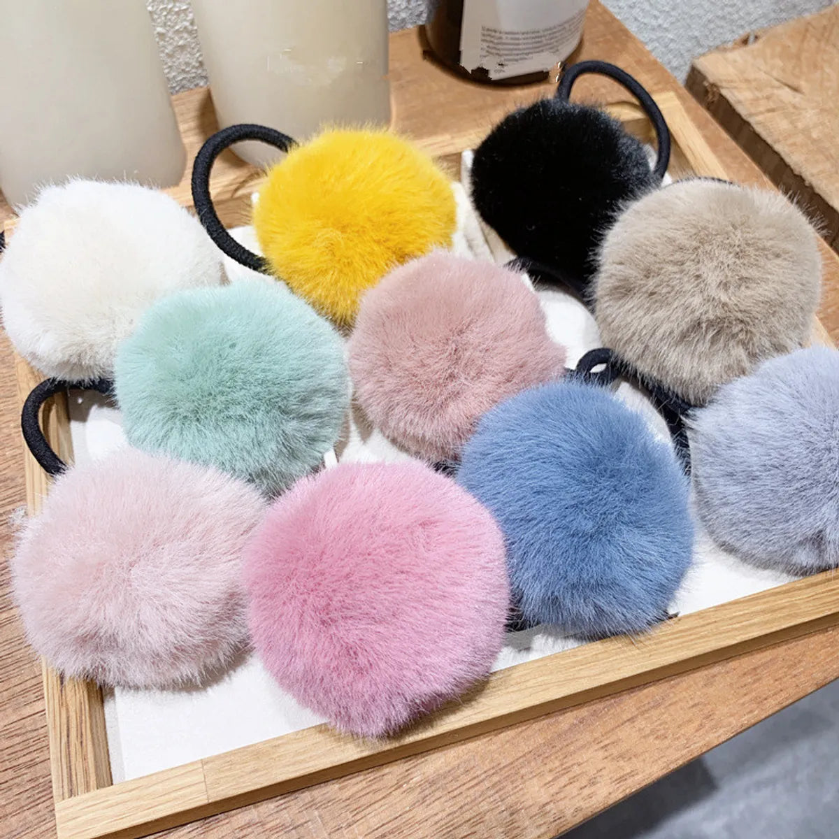 Fashion Solid Color Plush Hair Tie 1 Piece