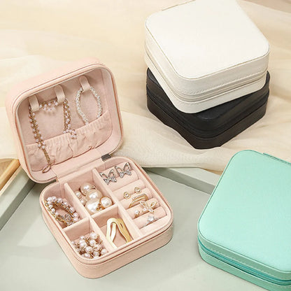 Fashion Solid Color PU Leather Flannel Jewelry Boxes