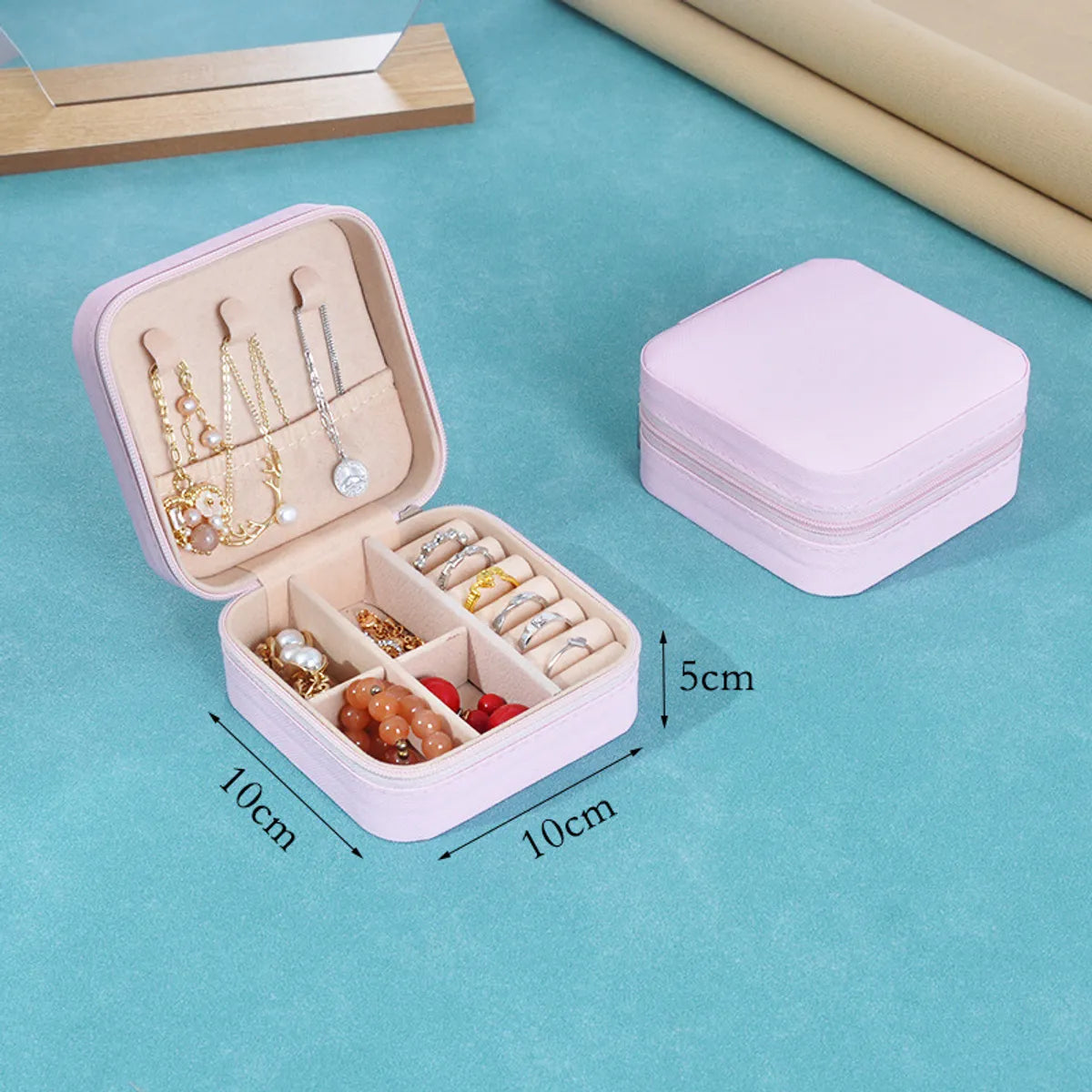 Fashion Solid Color Pu Leather Jewelry Boxes