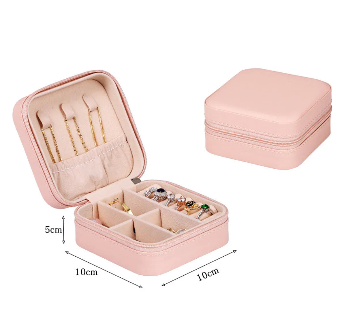 Fashion Solid Color Pu Leather Jewelry Boxes