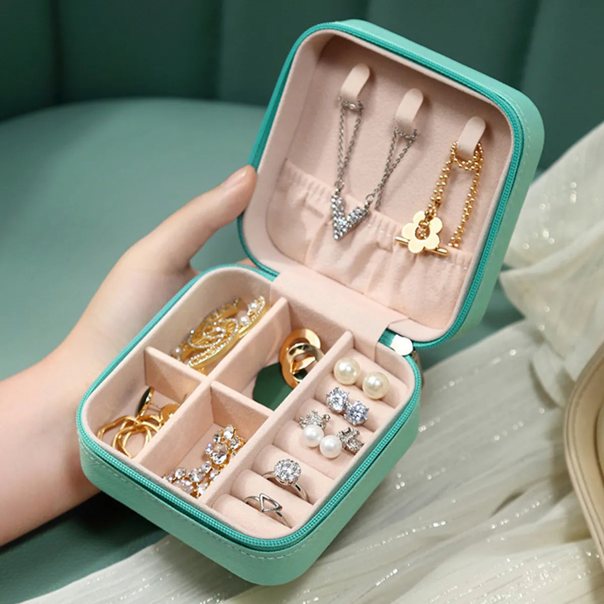 Fashion Solid Color Pu Leather Jewelry Boxes