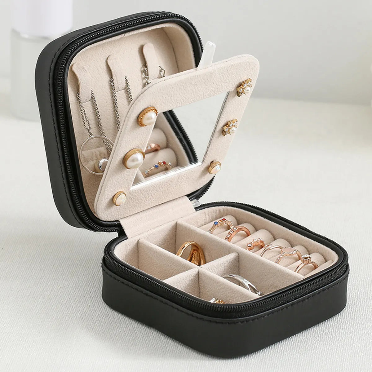 Fashion Solid Color Pu Leather Jewelry Boxes