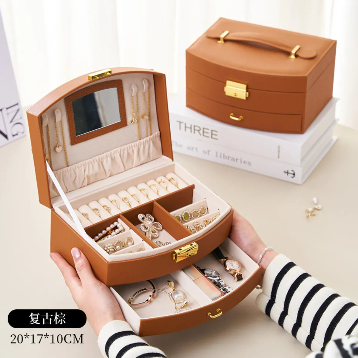 Fashion Solid Color Pu Leather Jewelry Boxes