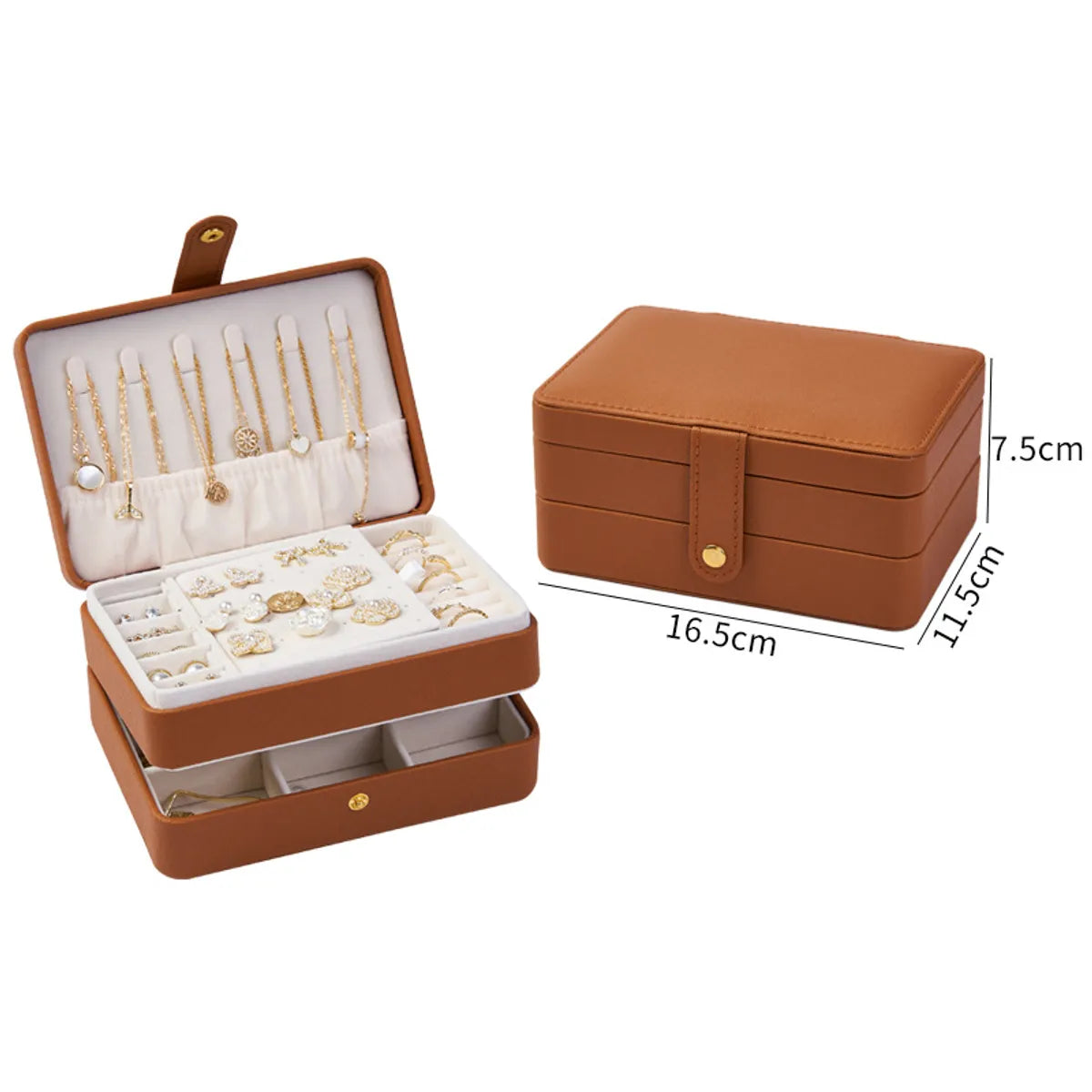 Fashion Solid Color Pu Leather Jewelry Boxes