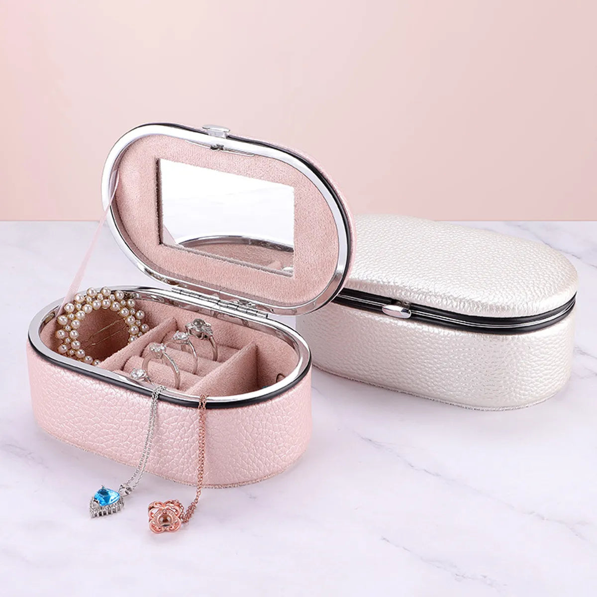 Fashion Solid Color Pu Leather Jewelry Boxes