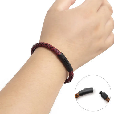 Fashion Solid Color Pu Leather Titanium Steel Polishing Bracelets 1 Piece