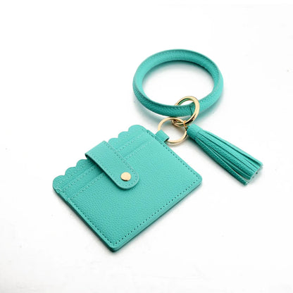 Fashion Solid Color Pu Leather Women'S Bag Pendant Keychain 1 Piece