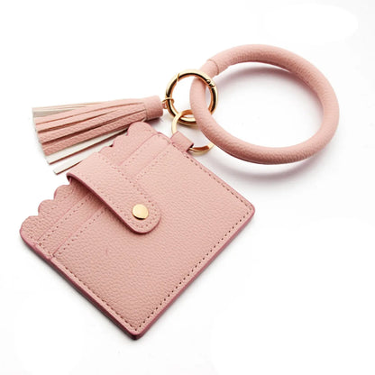 Fashion Solid Color Pu Leather Women'S Bag Pendant Keychain 1 Piece