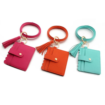 Fashion Solid Color Pu Leather Women'S Bag Pendant Keychain 1 Piece