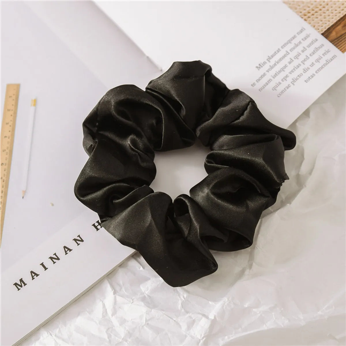 Women'S Fashion Solid Color Satin Cloth Handmade Hair Tie