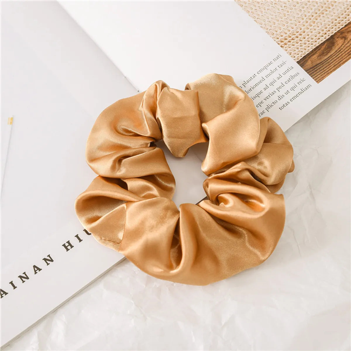 Women'S Fashion Solid Color Satin Cloth Handmade Hair Tie