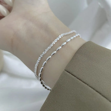 Fashion Solid Color Silver Layered Plating Bracelets