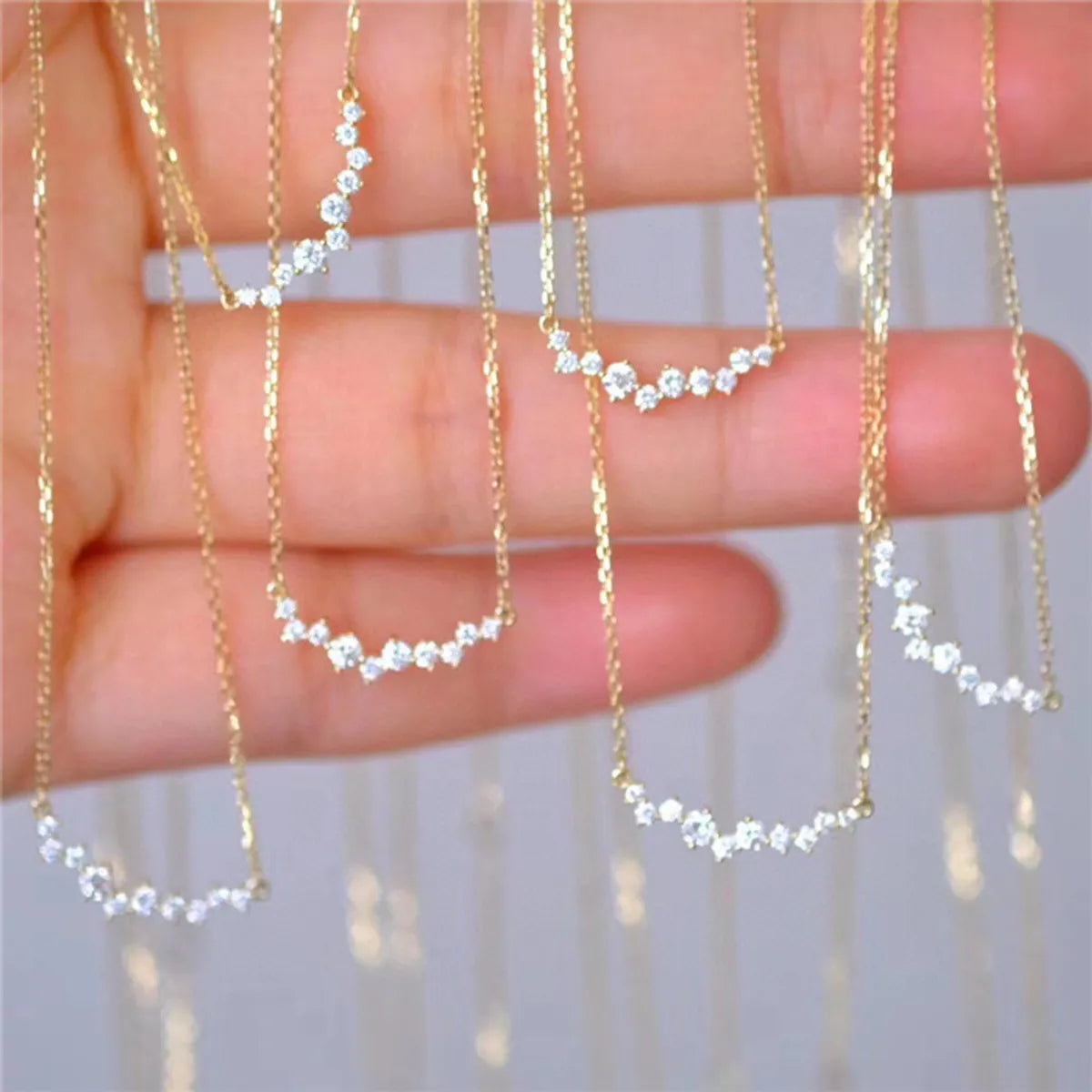 Fashion Solid Color Silver Plating Inlay Zircon Choker 1 Piece