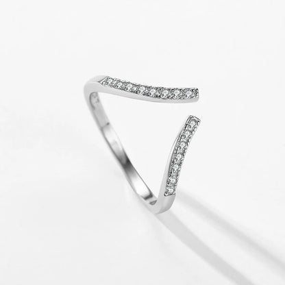 Fashion Solid Color Silver Plating Inlay Zircon Open Ring 1 Piece