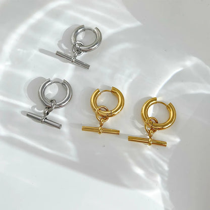 Fashion Solid Color Plating Stainless Steel Drop Earrings