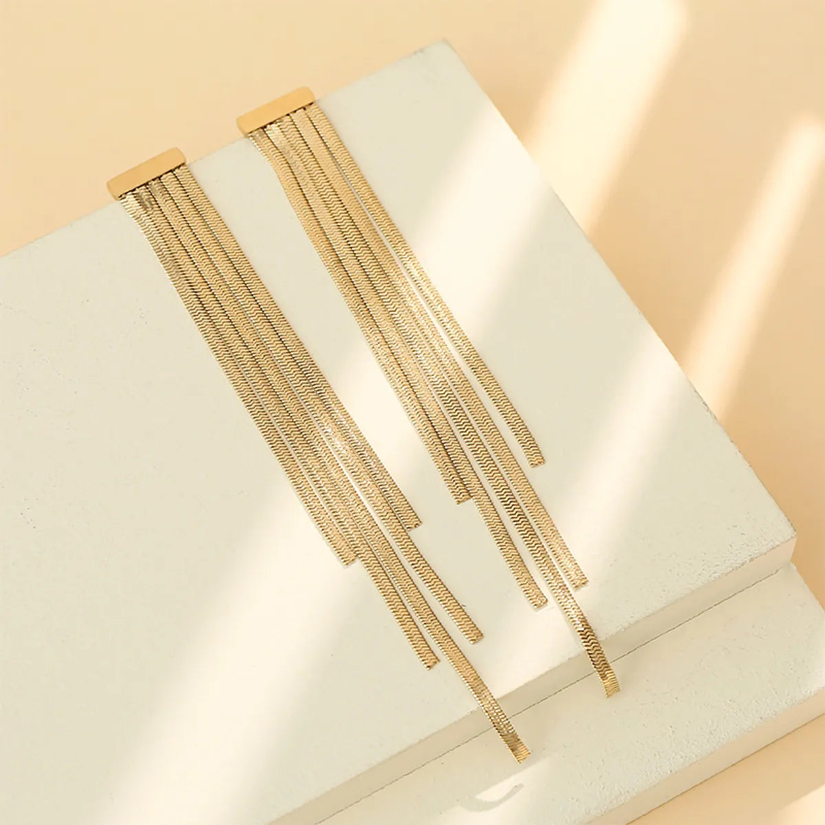 Fashion Solid Color Tassel Plating Stainless Steel Drop Earrings