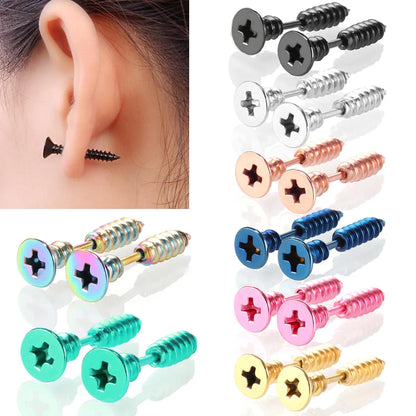 Fashion Solid Color Stainless Steel Ear Studs 1 Piece