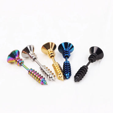 Fashion Solid Color Stainless Steel Ear Studs 1 Piece