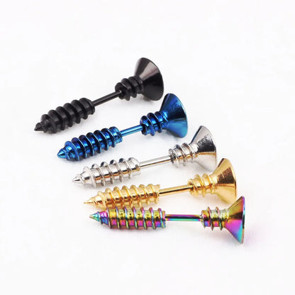 Fashion Solid Color Stainless Steel Ear Studs 1 Piece