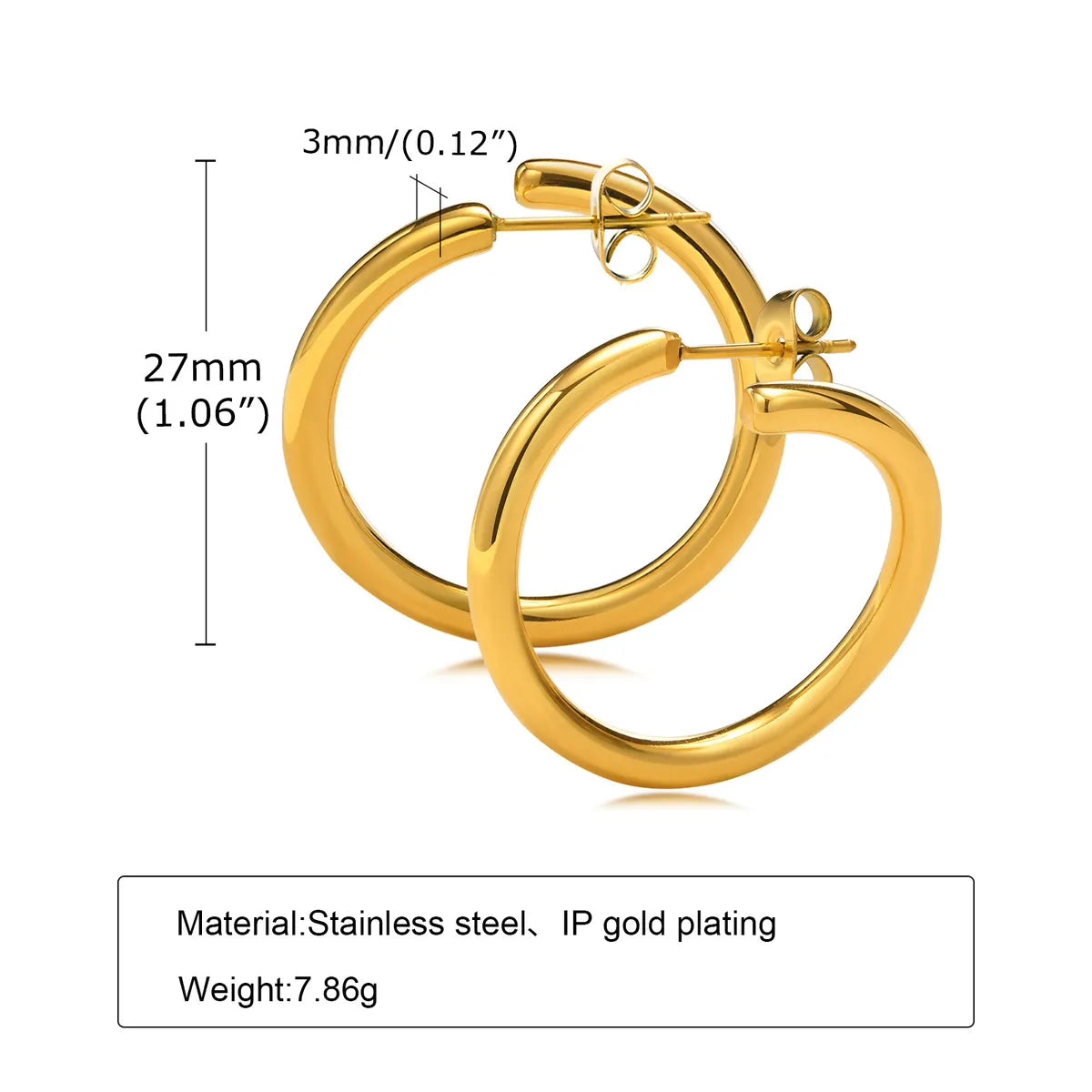 Fashion Solid Color Stainless Steel Earrings Plating Stainless Steel Earrings