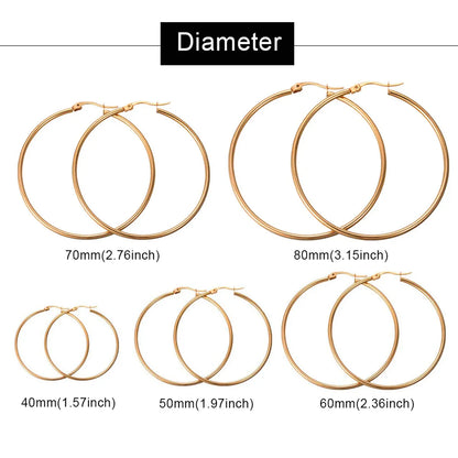 1 Pair Fashion Solid Color Stainless Steel Hoop Earrings