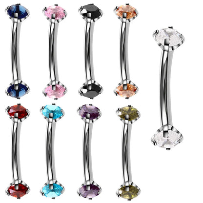 Fashion Solid Color Stainless Steel Inlay Zircon Eyebrow Nails 1 Piece