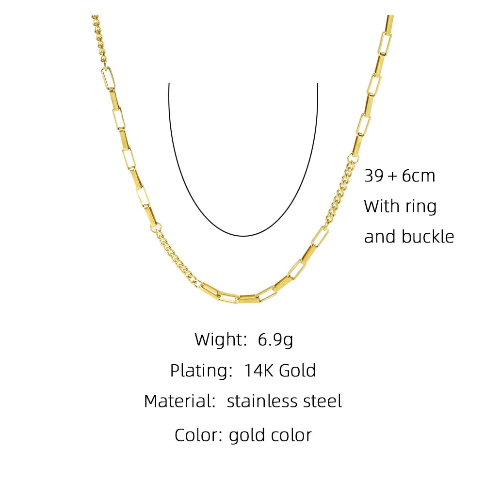 Wholesale Jewelry Fashion Solid Color 304 Stainless Steel 14K Gold Plated Plating Necklace