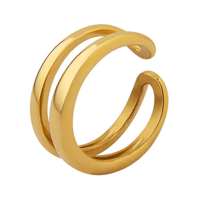 Wholesale Jewelry Fashion Solid Color 304 Stainless Steel 18K Gold Plated Open Ring